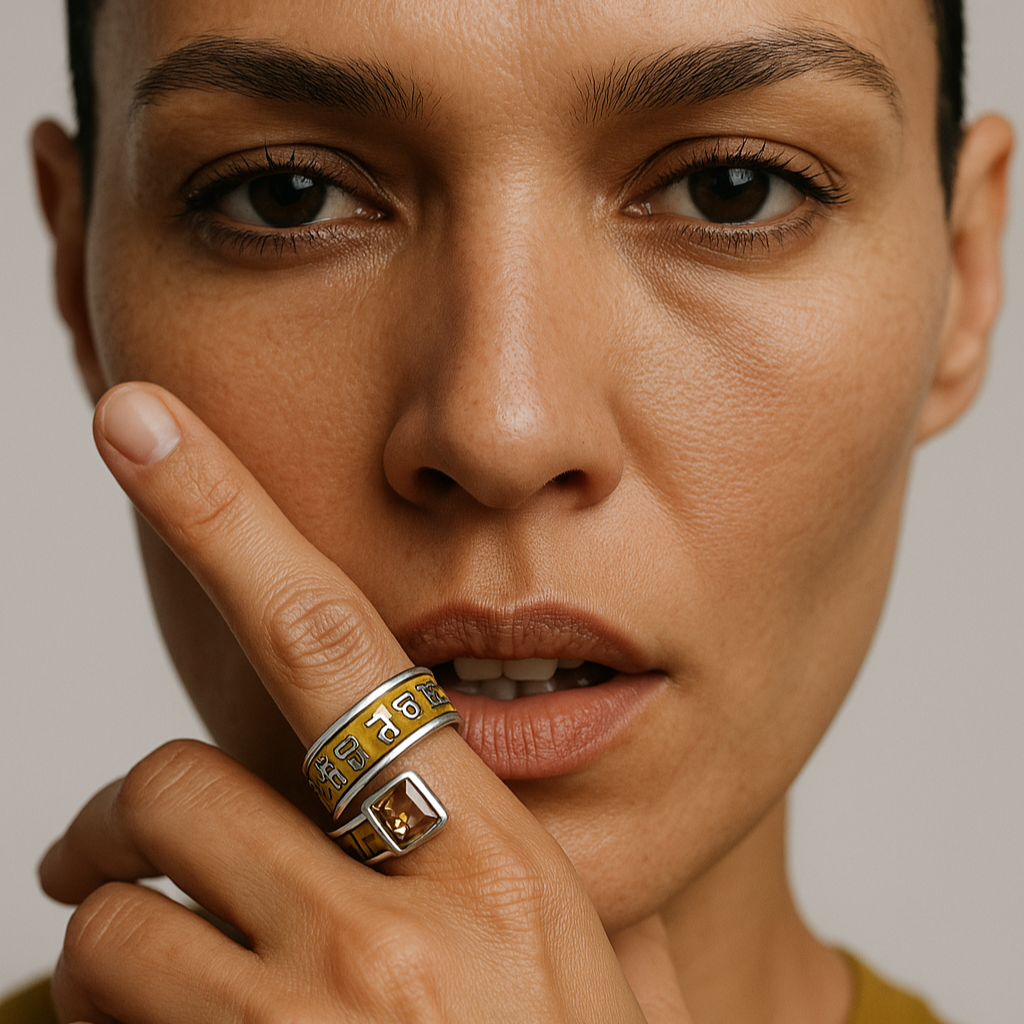 Bague mantra à six syllabes – Bague serpent unisexe tibétaine jaune, symbole de la richesse et de la prospérité