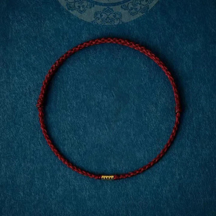 Chinese Blessing Bracelet - Braided Nylon with Sand Gold Beads for Luck & Protection