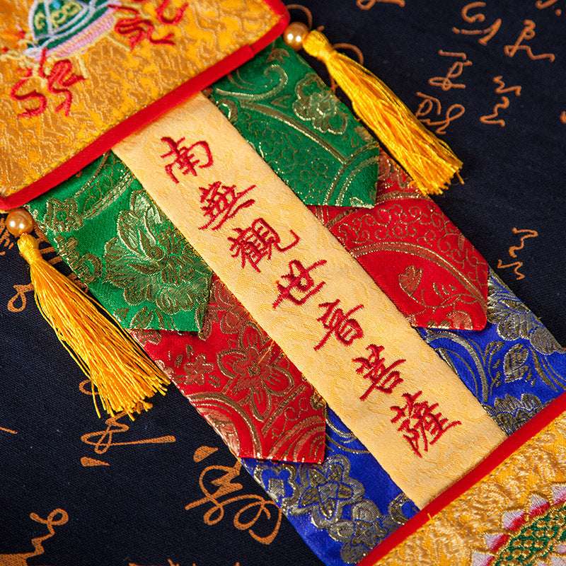 Sacred Tibetan Prayer Flags Embroidered with Six Bodhisattvas