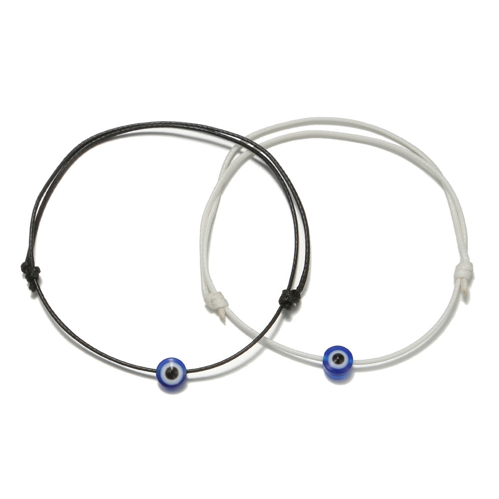 Adjustable Evil Eye Cord Bracelets Set – Handwoven String (2pcs)