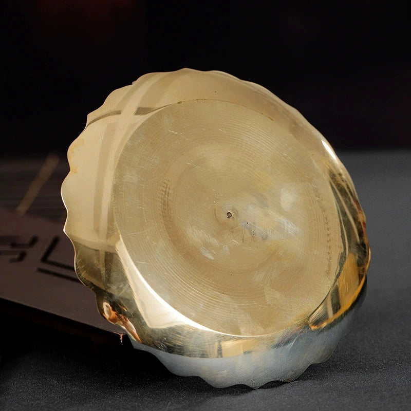 Tibetan Copper Offering Plate - Hand-Painted Enamel with Auspicious Patterns