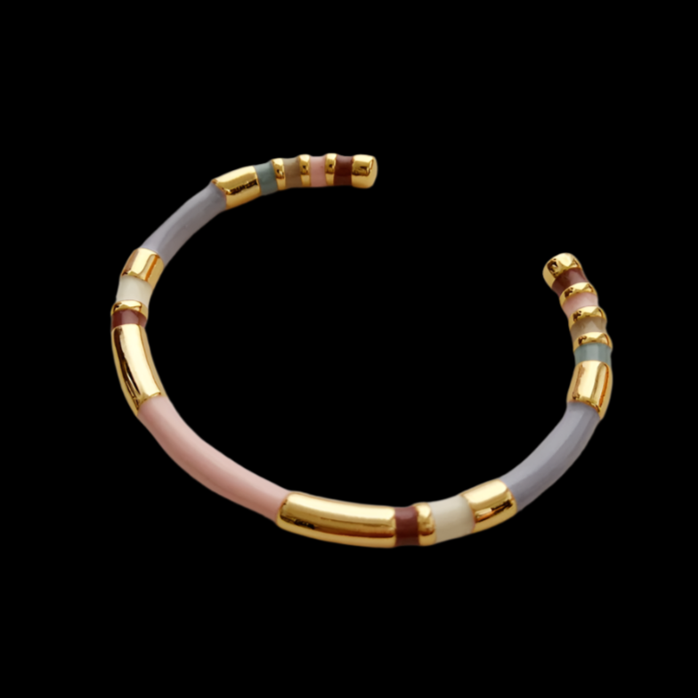 Ensō East® Colorful Enamel Cuff Bracelet with Gold Accents
