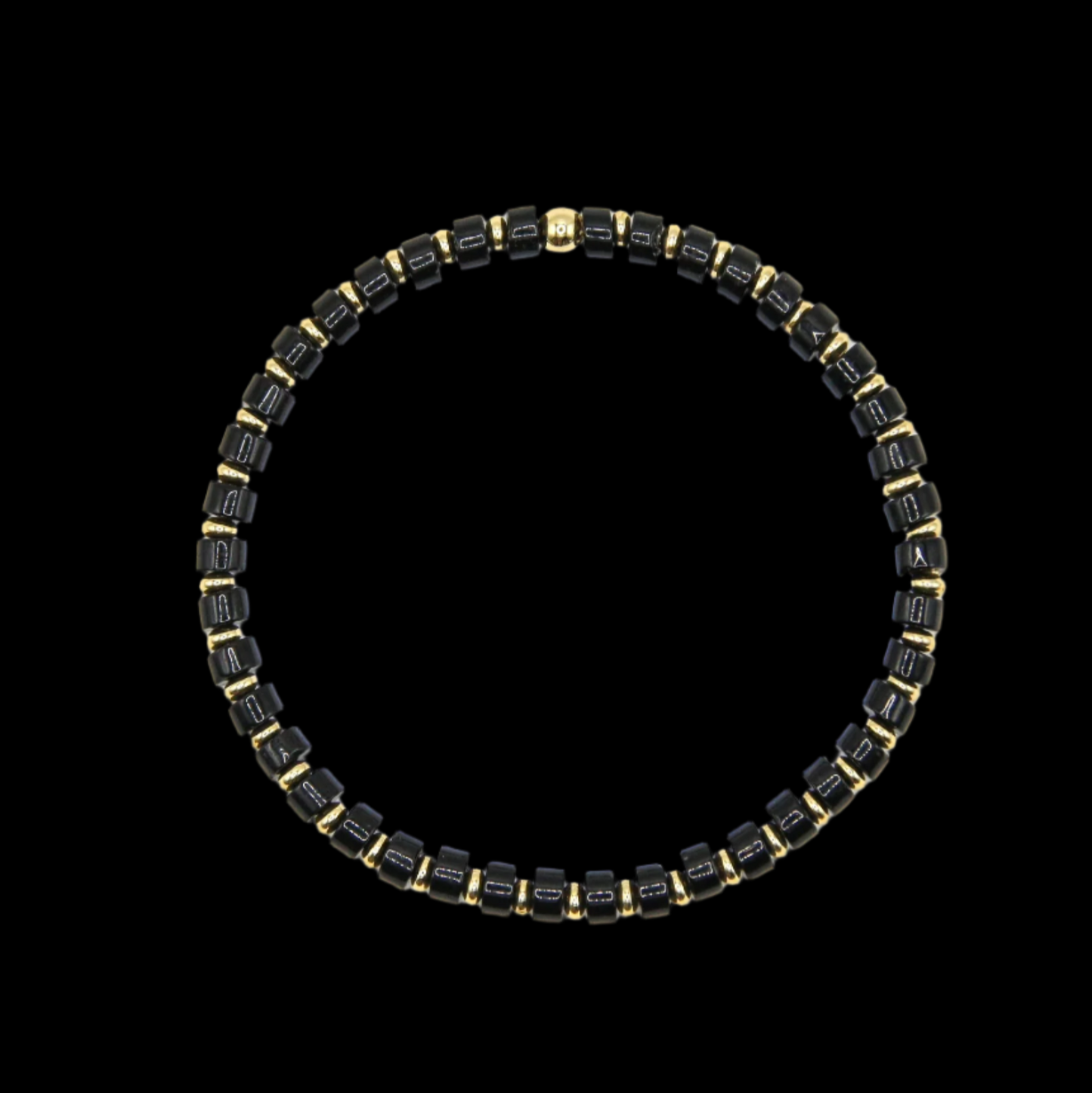 Temple Drill® Black Agate Disc Bead Bracelet