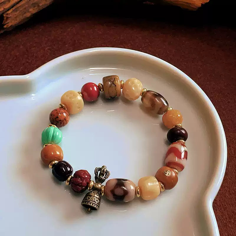Punk Monk® Gemstone Prayer Bracelet with Vajra & Dzi Bead
