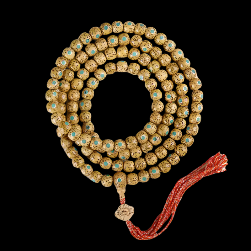 Sandalwood & Turquoise Inlaid Buddha 108 Bead Mala