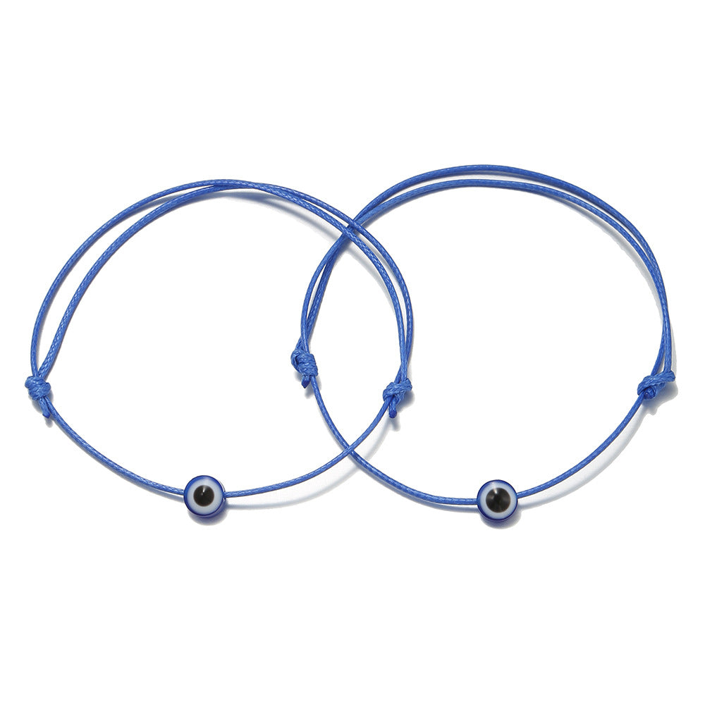 Adjustable Evil Eye Cord Bracelets Set – Handwoven String (2pcs)
