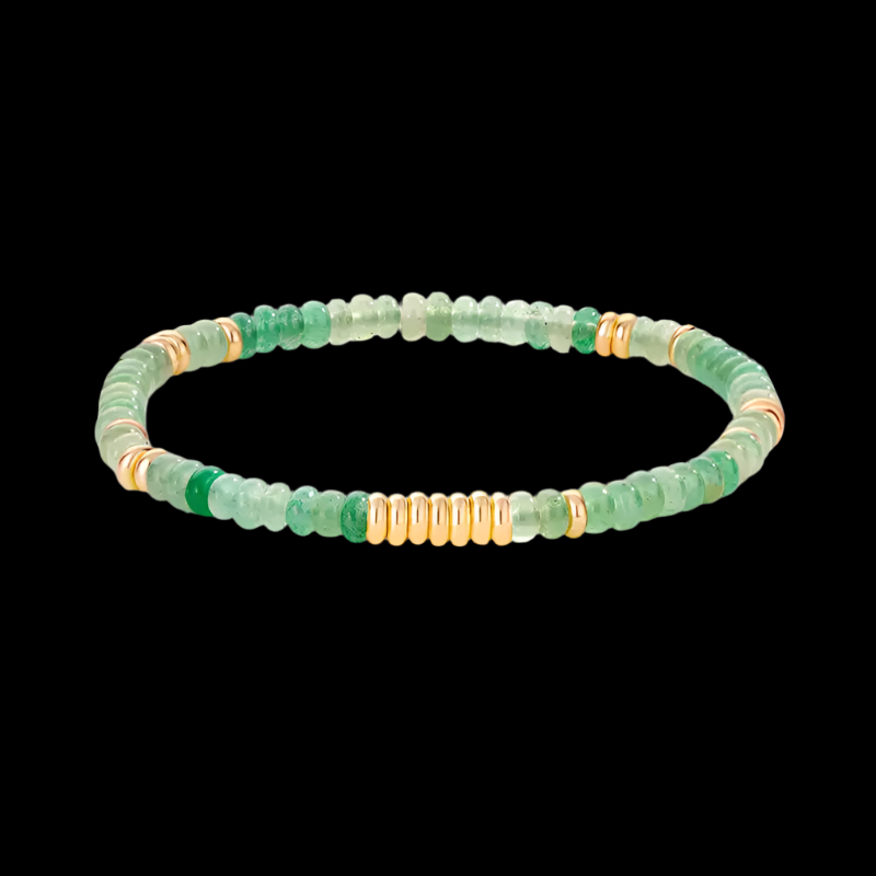 Tibetan Crystal Bracelet – Aventurine, Amethyst, Fluorite, Jade & Gold