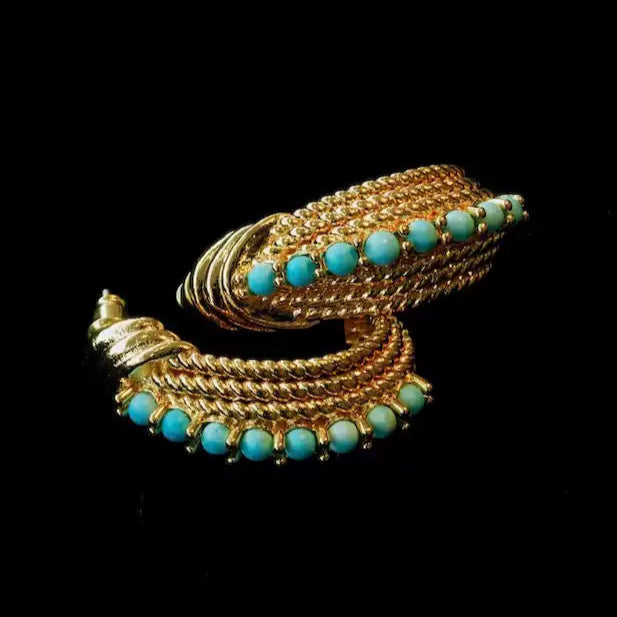 Sky Royal® C-Shape Gold-Plated Turquoise Hoop Earrings