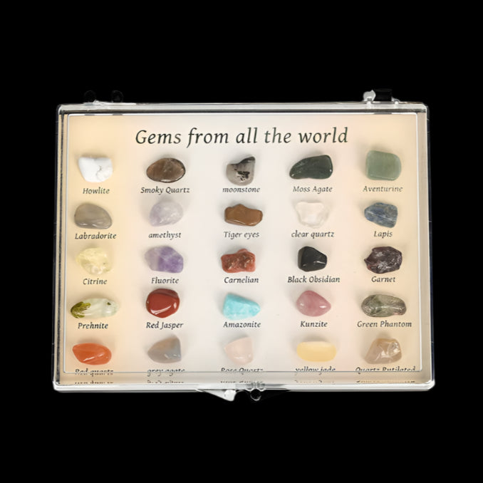 Global Gemstone Collection – 20 Natural Stones for Spiritual Healing & Meditation Display