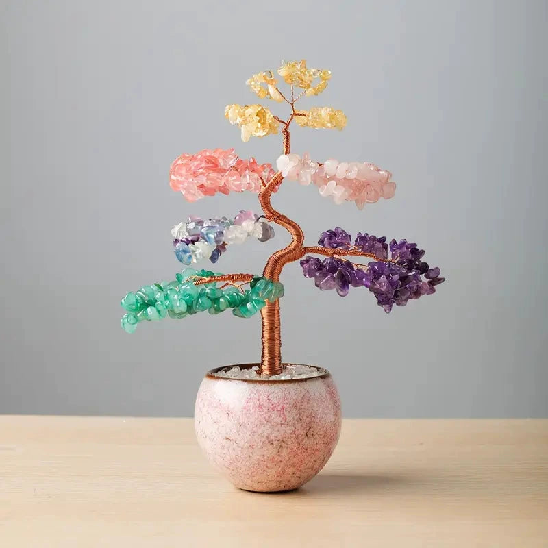 Feng Shui Crystal Money Tree – Seven Chakra Gemstone Bonsai Décor