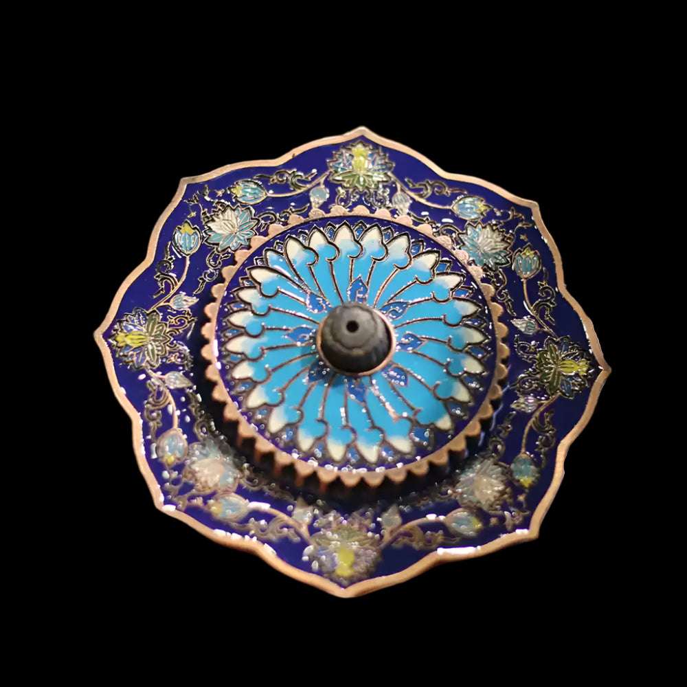 Zen Lotus Incense Holder – Hand-Painted Cloisonné Aromatherapy Burner