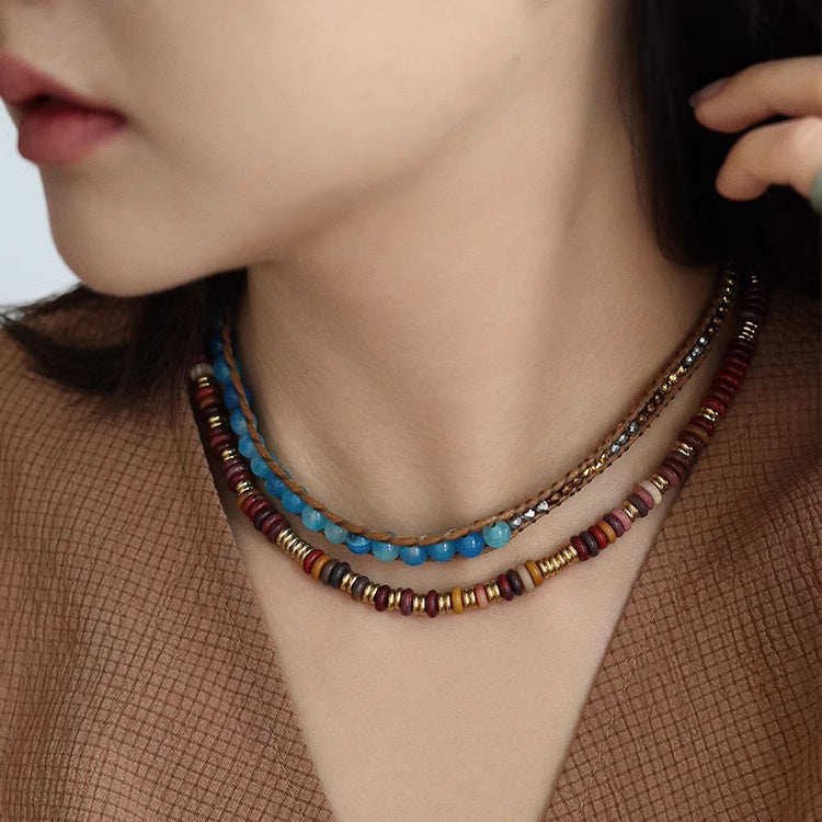 Pastel Reverie® Double-Layered Turquoise & Jade Beaded Choker Necklace