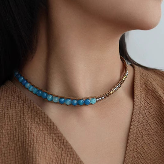 Pastel Reverie® Double-Layered Turquoise & Jade Beaded Choker Necklace