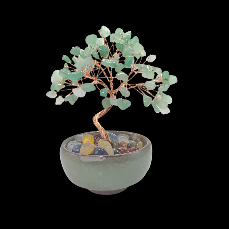 Feng Shui Crystal Money Tree – Wealth & Harmony in Ceramic Bowl