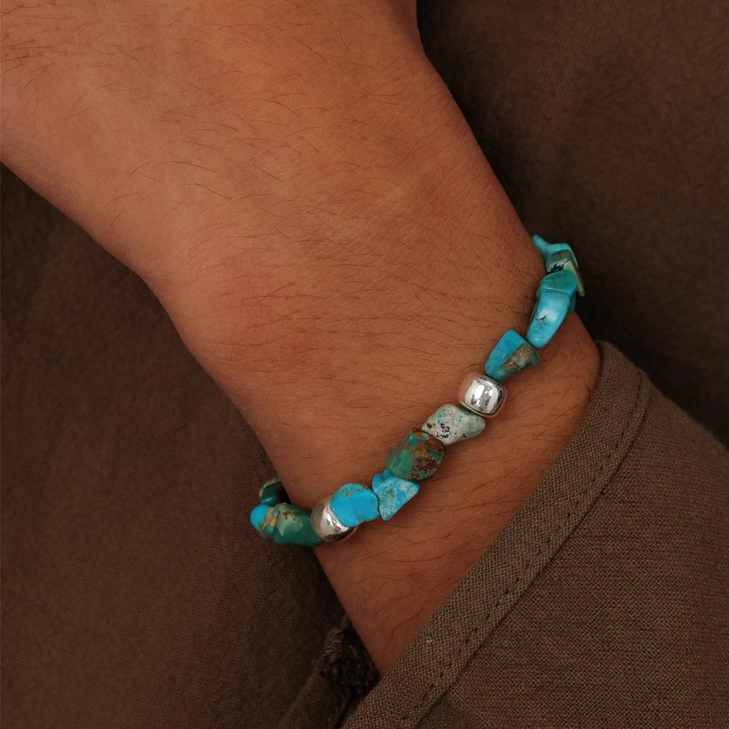 Sterling Silver & Turquoise Beaded Bracelet – Healing and Protection