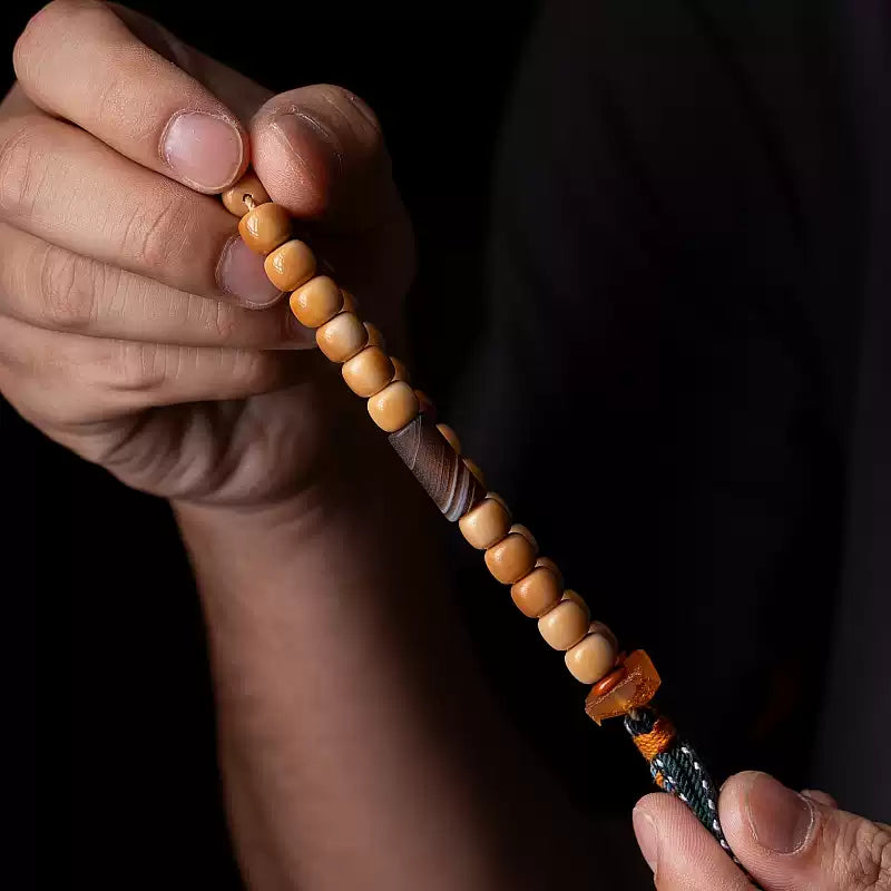 Natural Aged Bodhi Root Prayer Beads with Tassel – Tibetan Style