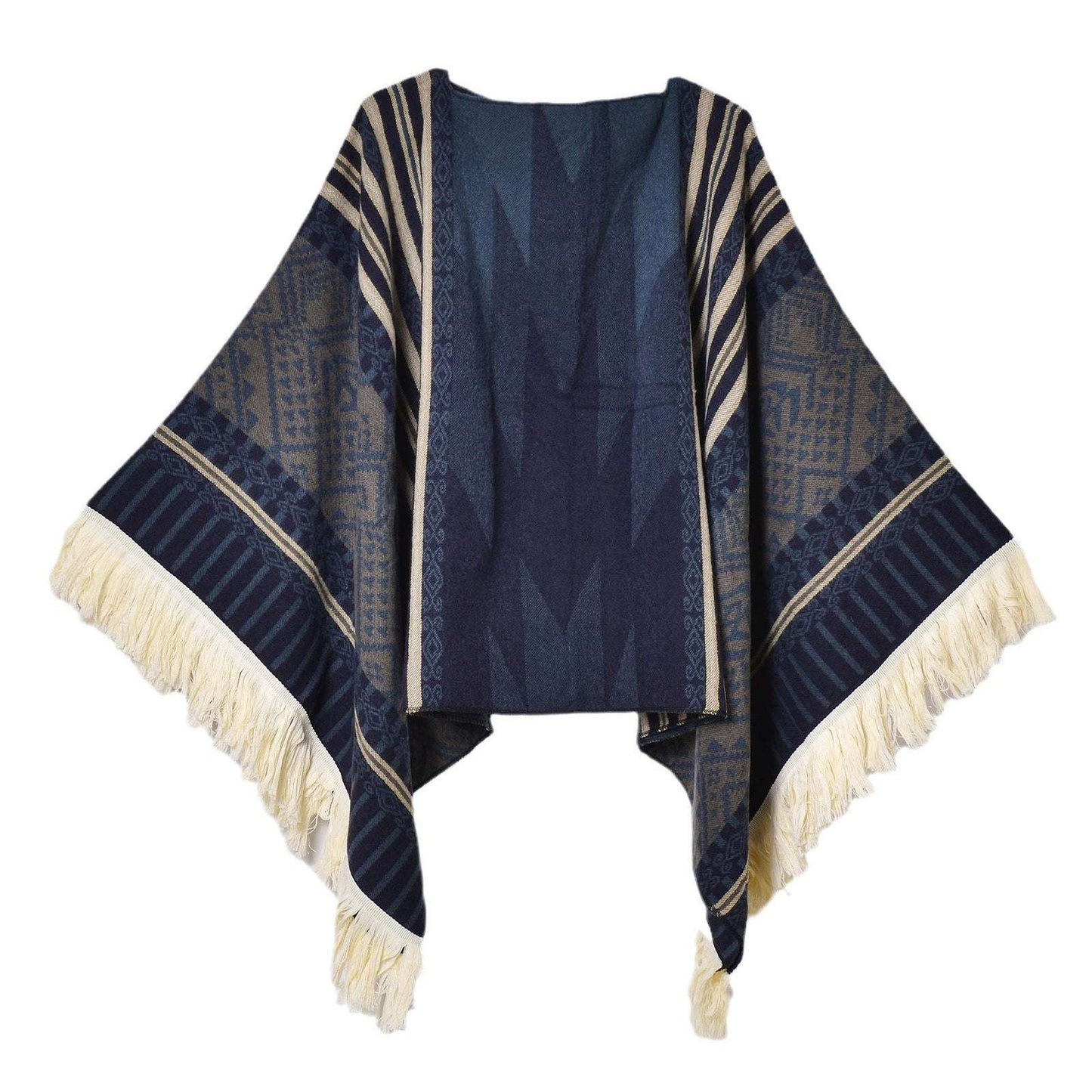 Tibetan Ethnic Fringed Shawl Cape – A Blend of Tradition and Spiritual Elegance