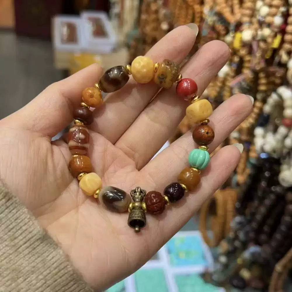 Punk Monk® Gemstone Prayer Bracelet with Vajra & Dzi Bead