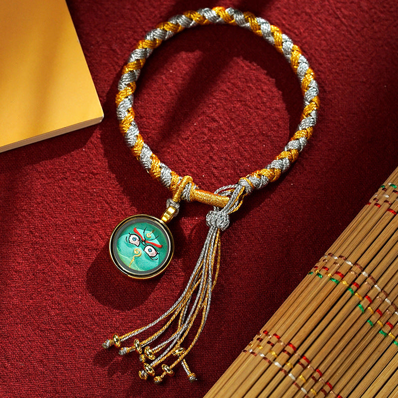 Braids of the Sacred® Tibetan Dragon Scale Knot Five Deity Eye Bracelet