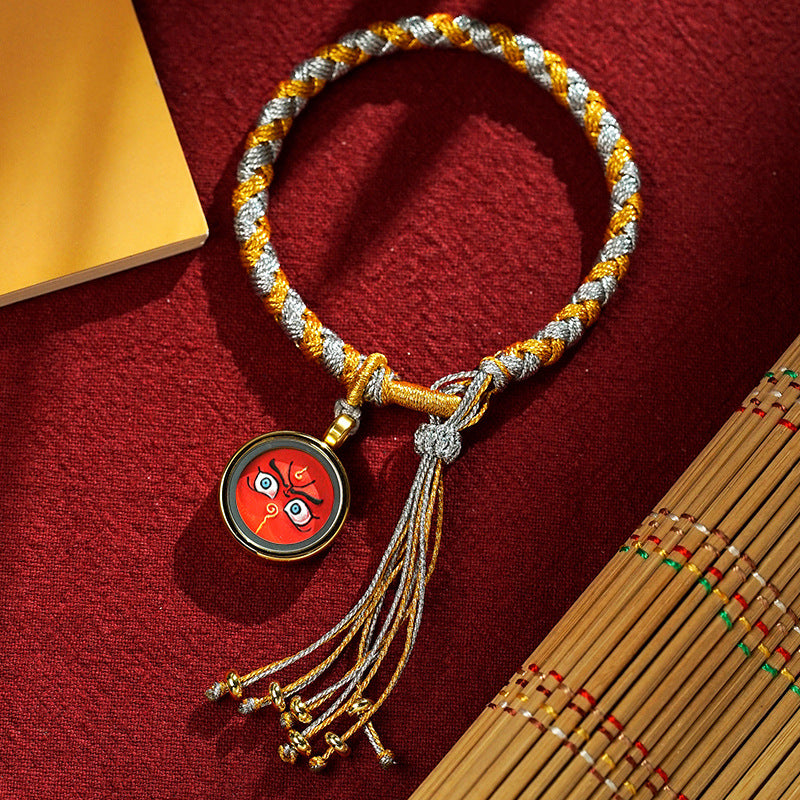 Braids of the Sacred® Tibetan Dragon Scale Knot Five Deity Eye Bracelet