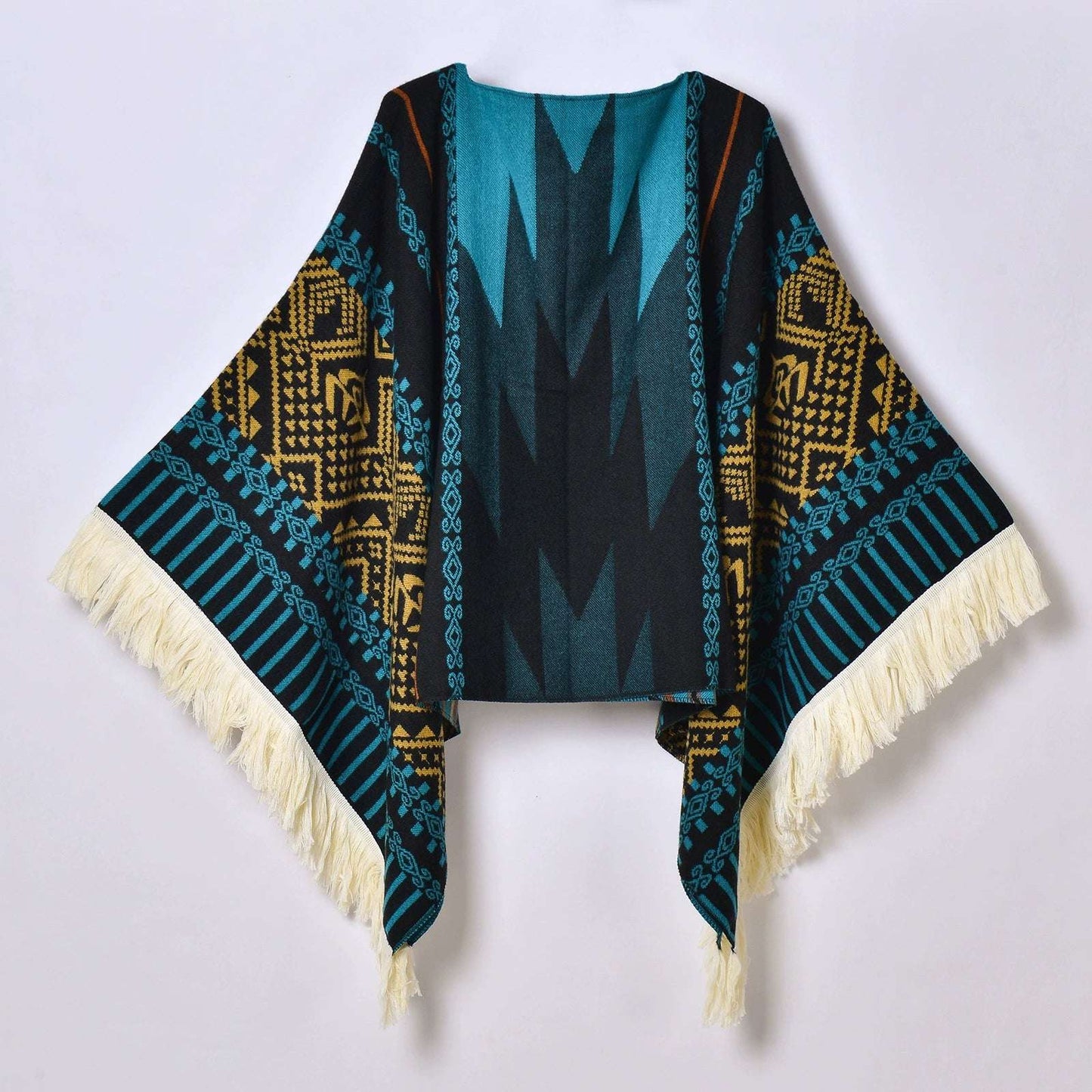 Tibetan Ethnic Fringed Shawl Cape – A Blend of Tradition and Spiritual Elegance