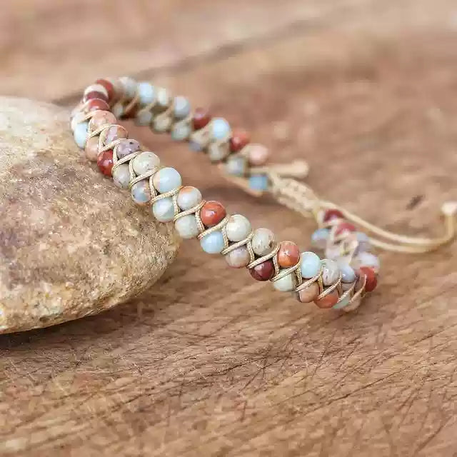 Pastel Reverie® Tibetan Double Layer Bracelet with Natural Stone & Hand-Knotting