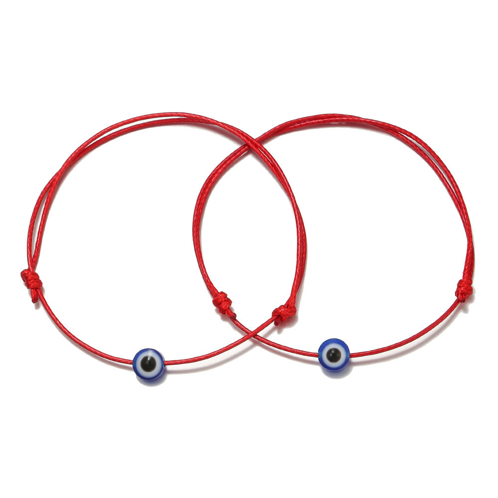 Adjustable Evil Eye Cord Bracelets Set – Handwoven String (2pcs)