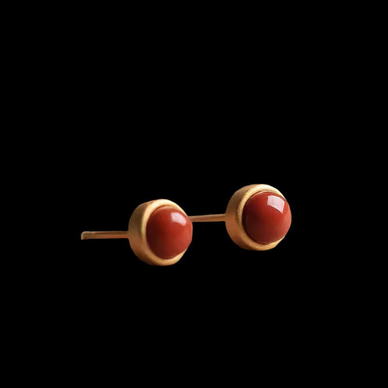 Tibetan Red Agate Stud Earrings