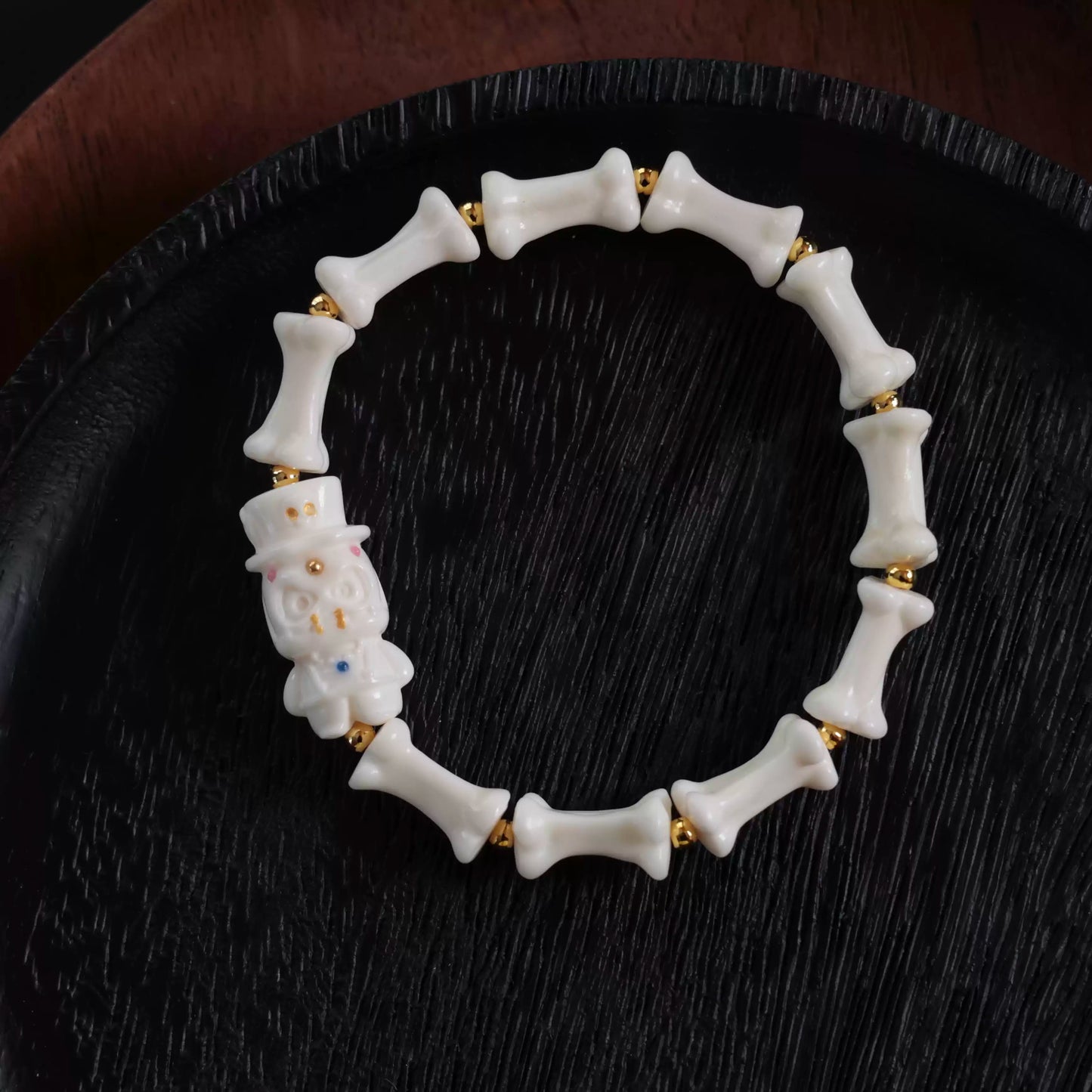 Funky Punky® Tibetan Camel Bone Bracelet with Carved Magician Bead