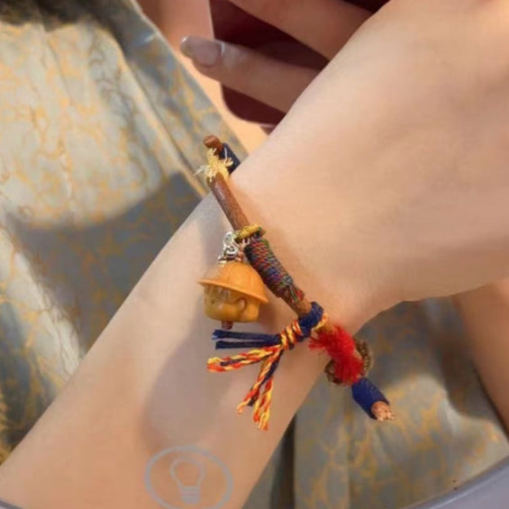 Funky Punky® Tibetan Leather Bracelet with Sandalwood Maruko Charm & Cotton Cords