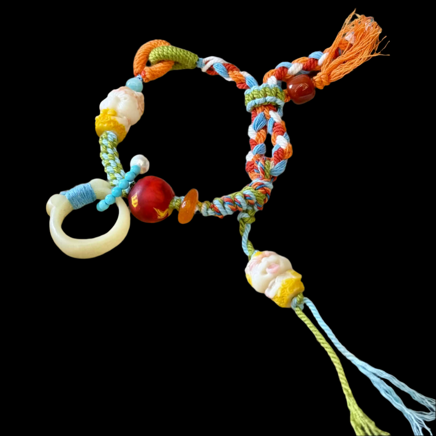Funky Punky® Tibetan Rainbow Cord Bracelet with Yak Bone Charms