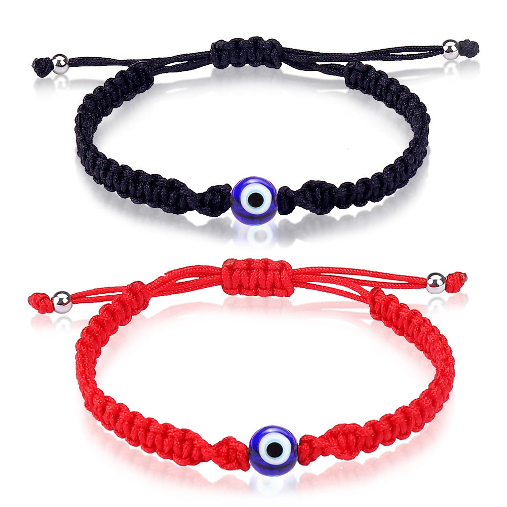 Adjustable Evil Eye Cord Bracelet – Tibetan Red & Black Design