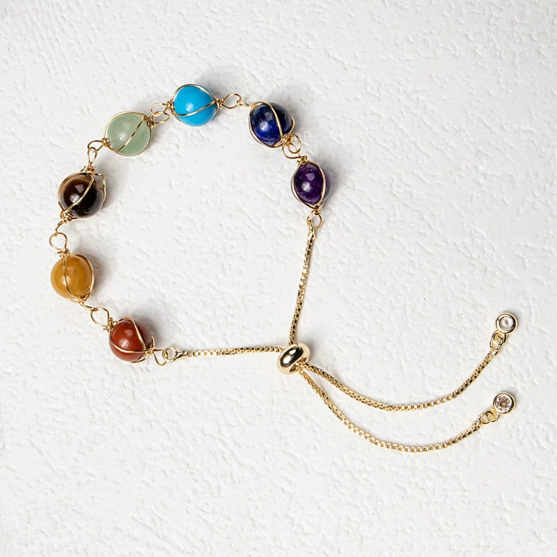 Tibetan 7-Bead Chakra Bracelet – Amethyst, Lapis, Carnelian & More