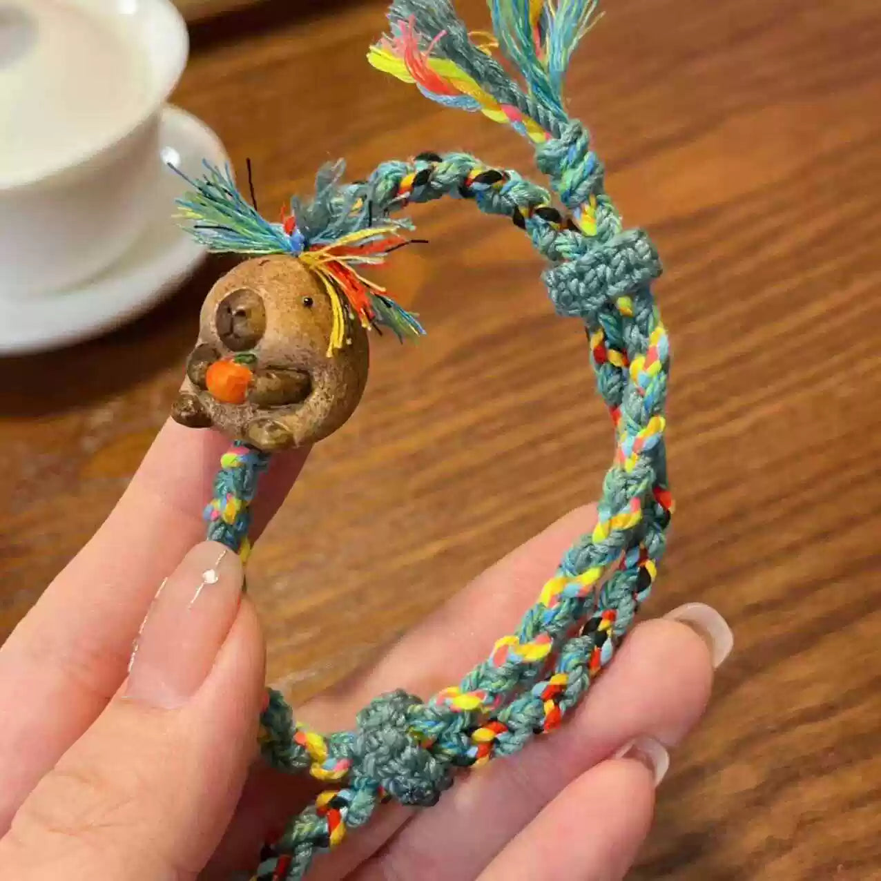 Funky Punky® Tibetan Knot Bracelet with Carved Capybara Charm