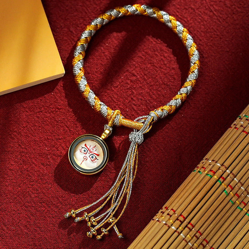 Braids of the Sacred® Tibetan Dragon Scale Knot Five Deity Eye Bracelet