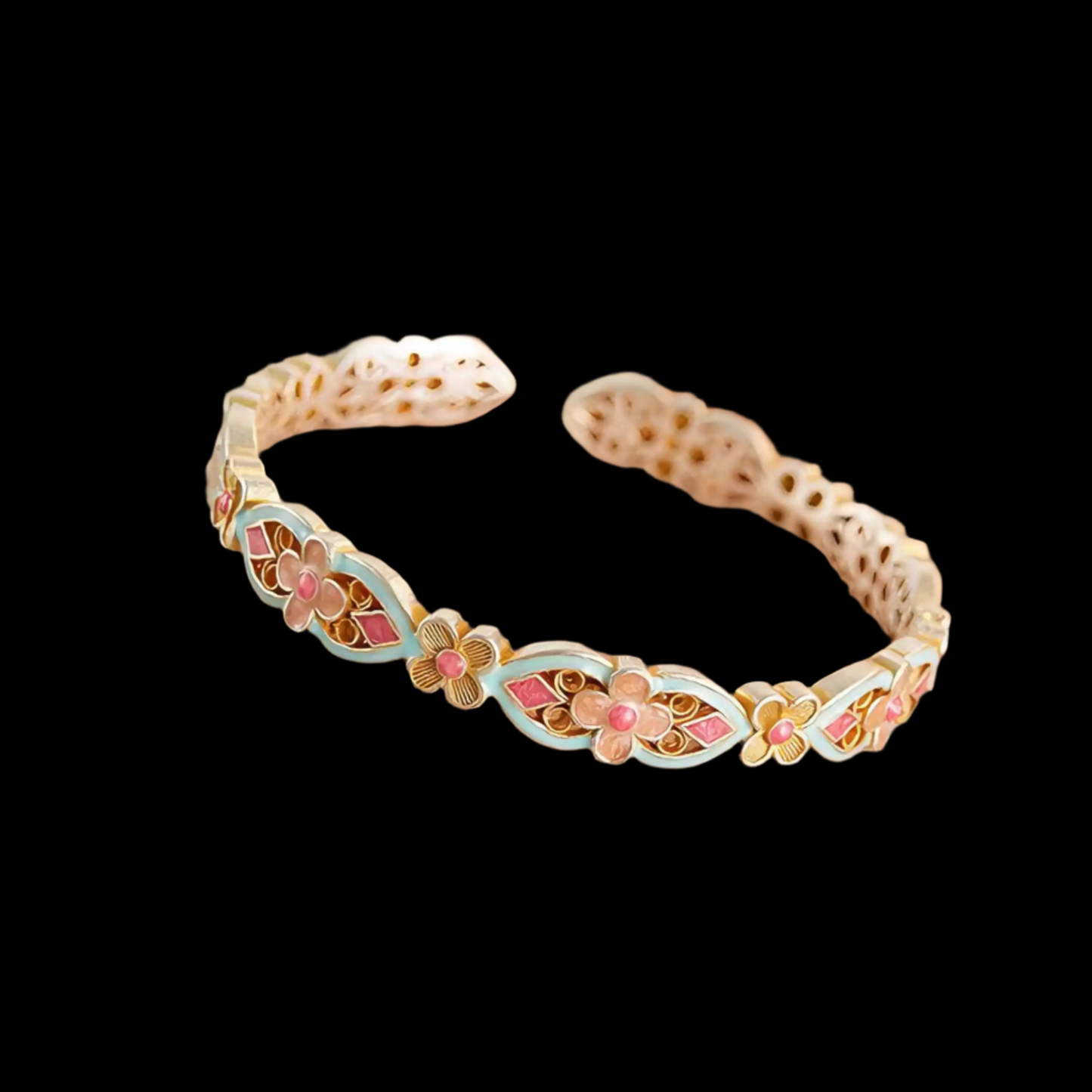 Garden of Empresses® Cloisonné Flower Bracelet with Filigree Detail