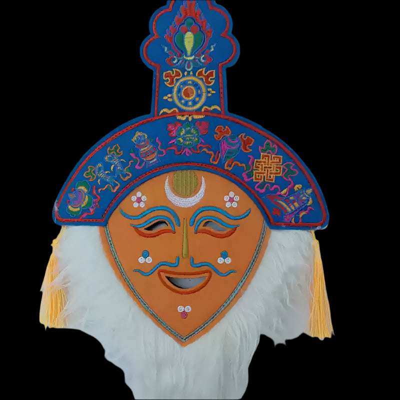 Handcrafted Tibetan Red Embroidered Mask