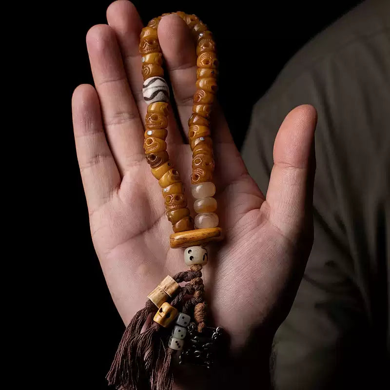 Circle of Life® Tibetan Yak Bone Skull Bead Bracelet with Tassel
