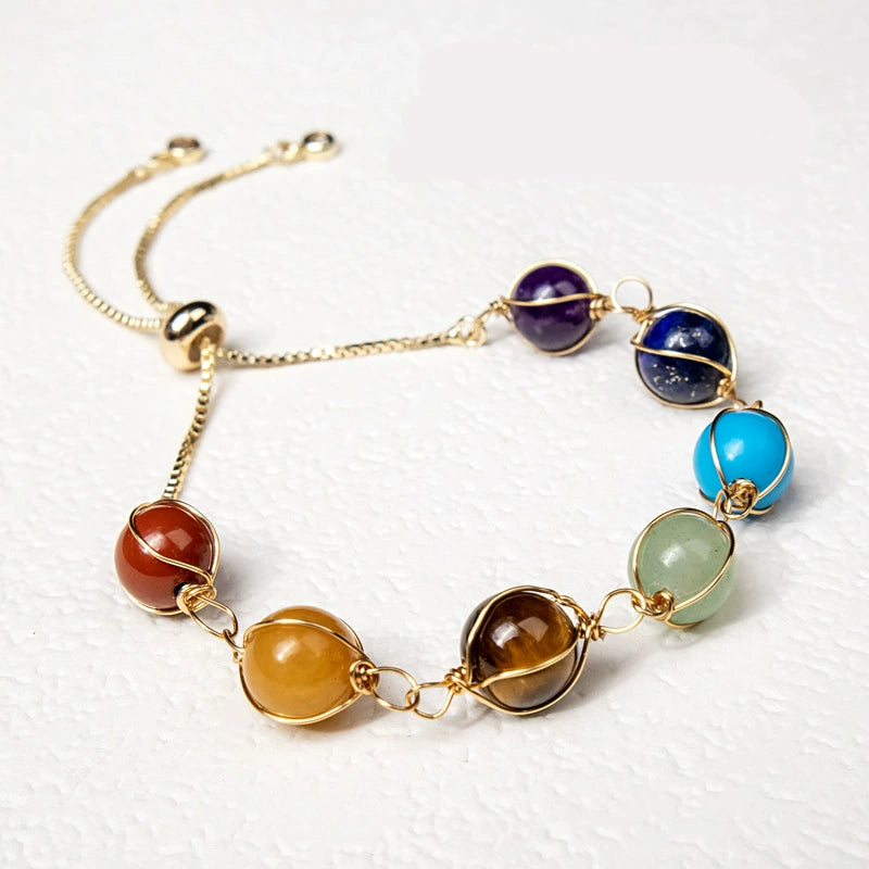 Tibetan 7-Bead Chakra Bracelet – Amethyst, Lapis, Carnelian & More