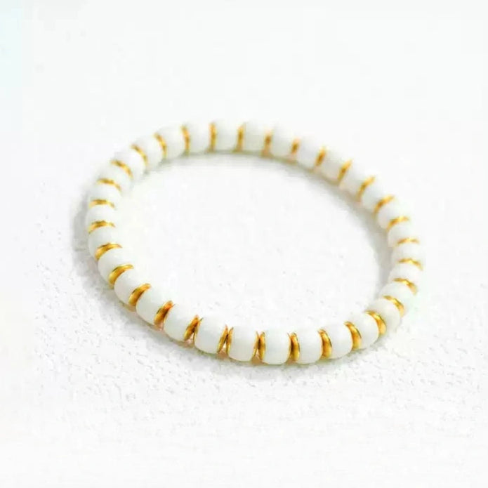 Temple Drill® White Bodhi Root Bead Bracelet