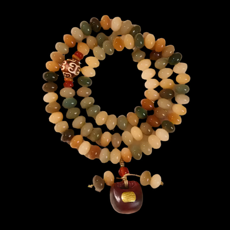 Jade-like White Jade Bodhi Seed Buddhist Bracelet – Handcrafted Tibetan Mala