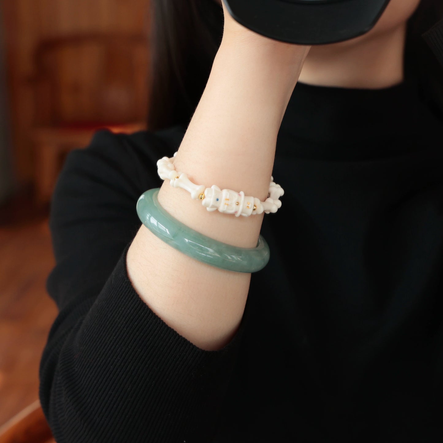 Funky Punky® Tibetan Camel Bone Bracelet with Carved Magician Bead