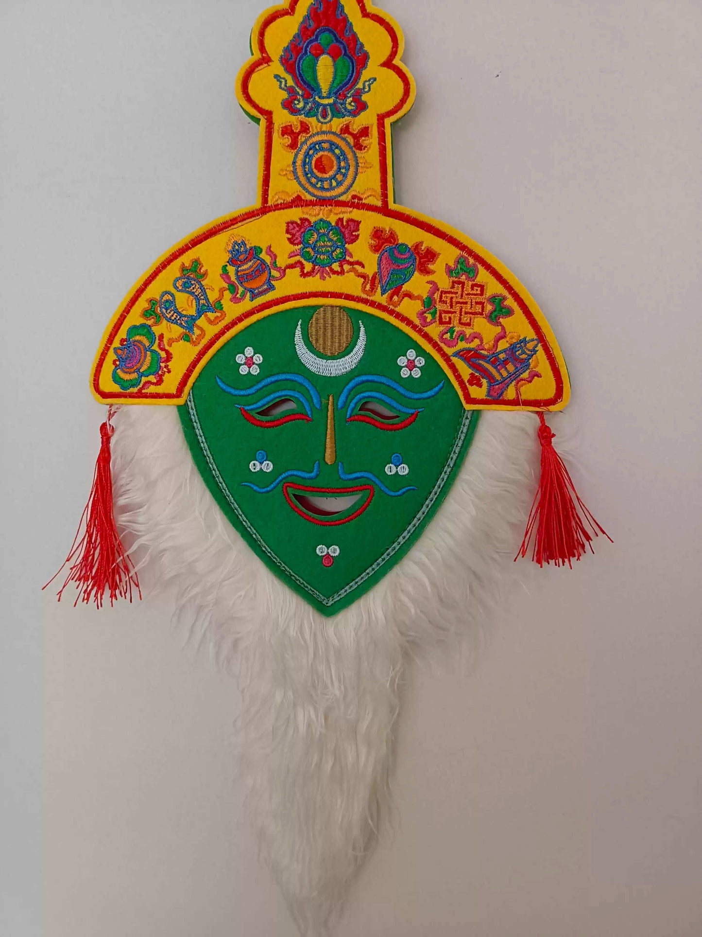 Handcrafted Tibetan Red Embroidered Mask