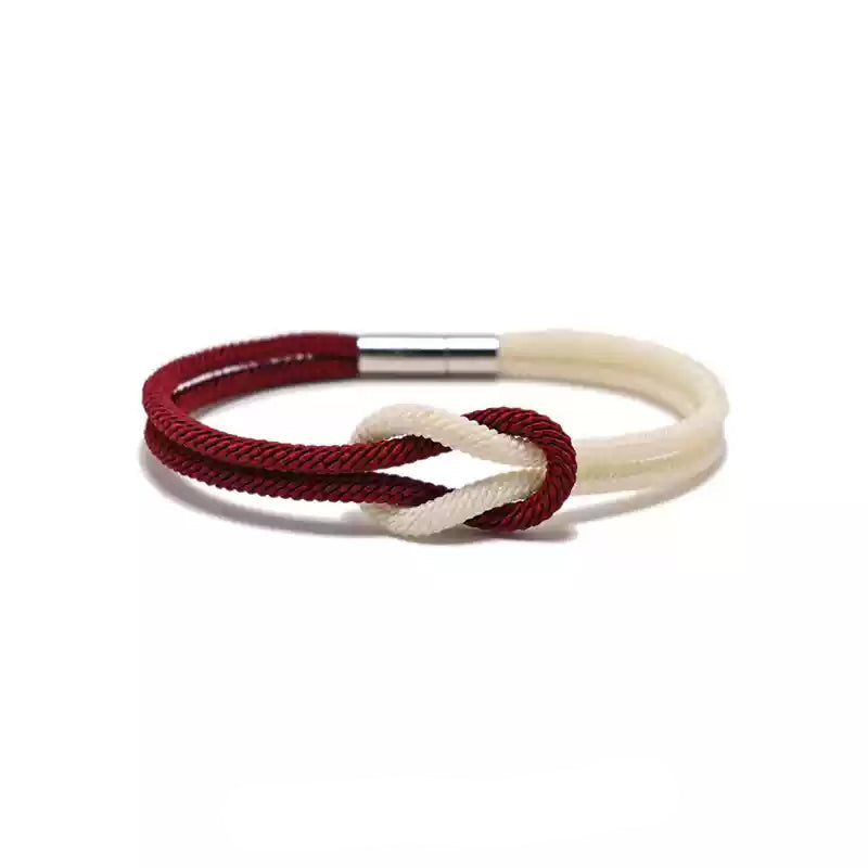Tibetan Knot Cord Bracelet with Titanium Steel Magnetic Clasp