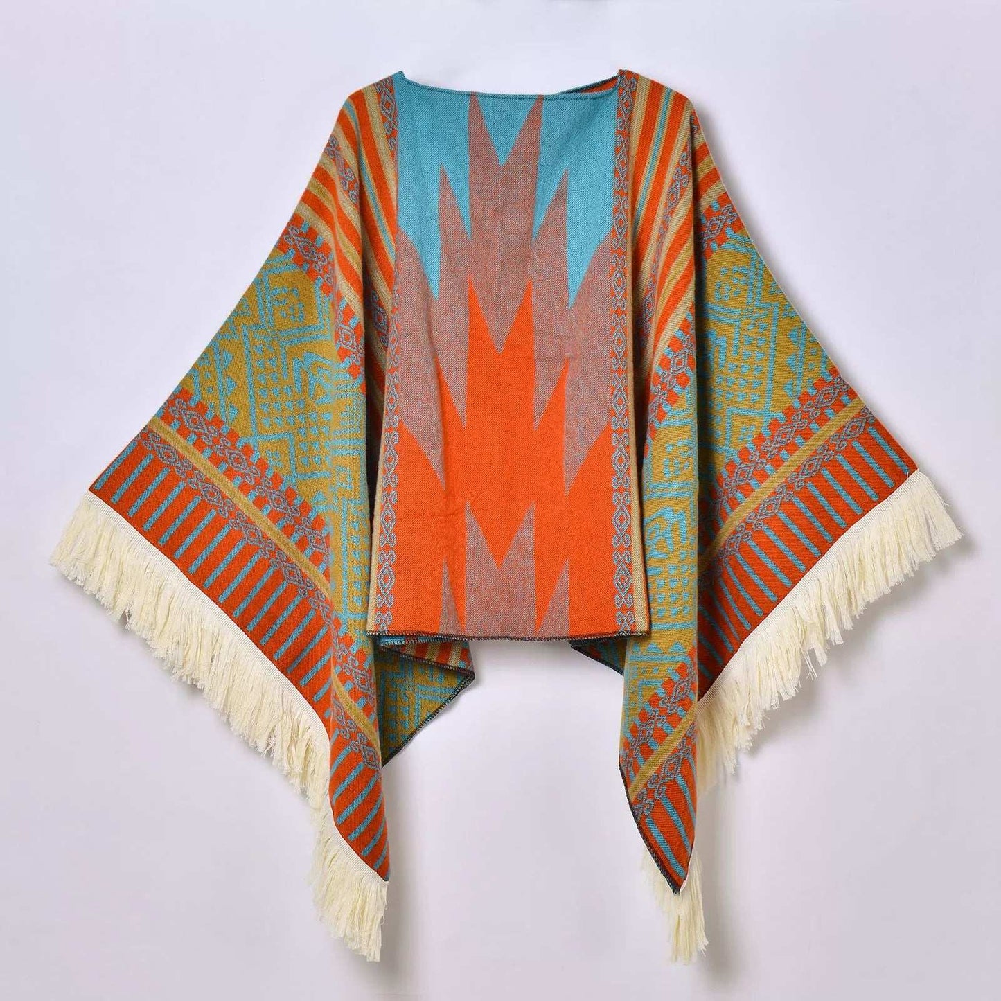Tibetan Ethnic Fringed Shawl Cape – A Blend of Tradition and Spiritual Elegance