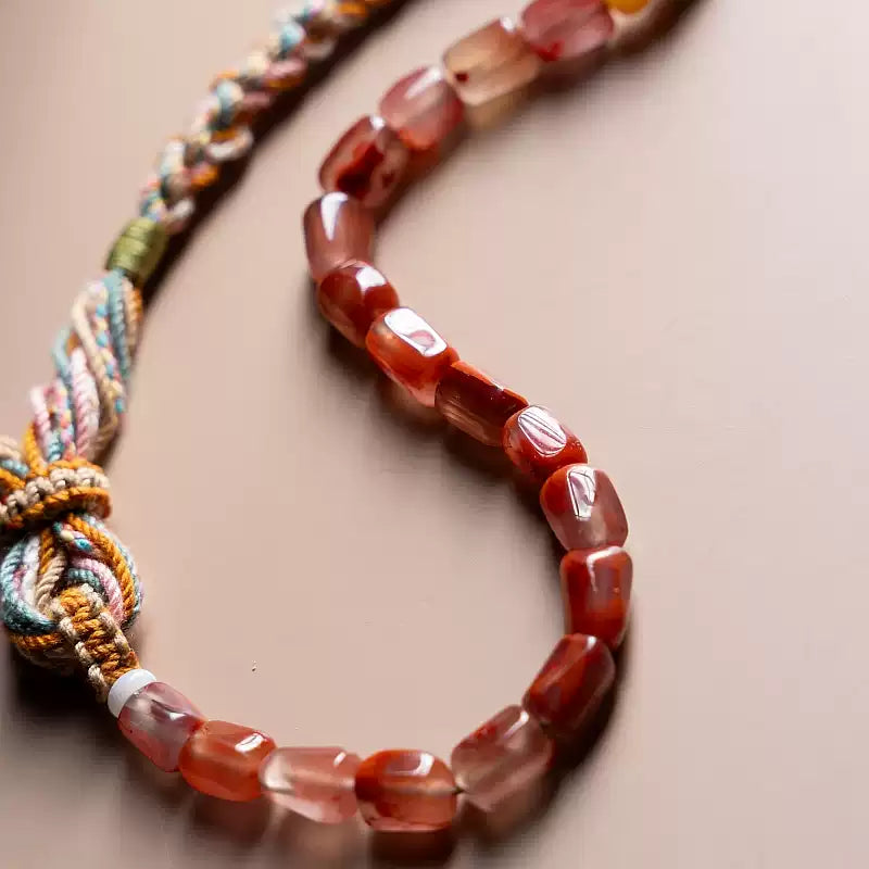 Tibetan Braided Bracelet with Southern Red Agate Beads