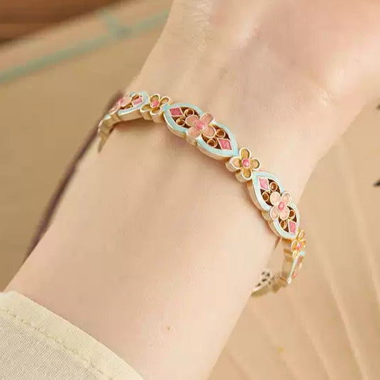 Garden of Empresses® Cloisonné Flower Bracelet with Filigree Detail