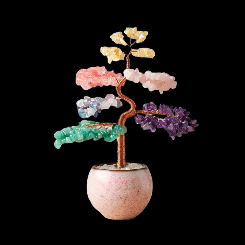 Feng Shui Crystal Money Tree – Seven Chakra Gemstone Bonsai Décor