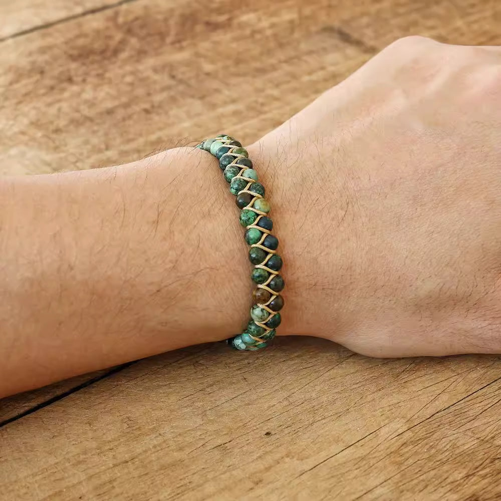 Pastel Reverie® Tibetan Double Layer Bracelet with Natural Stone & Hand-Knotting