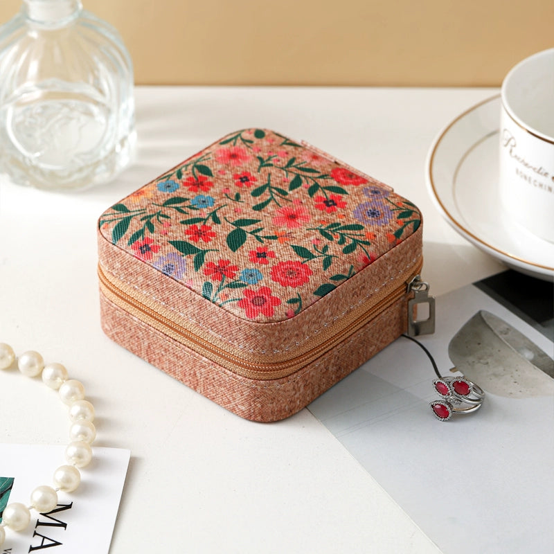 Portable Vintage Pattern Jewelry Box with Organizers